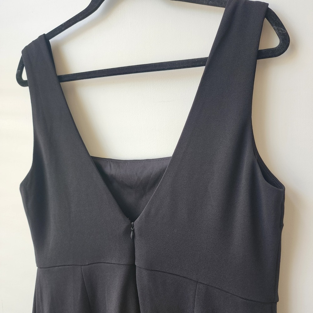 Lulus Black Square Neck Mermaid Flounce Hem Midi Dress XL Sleeveless V-Back - Picture 4 of 7